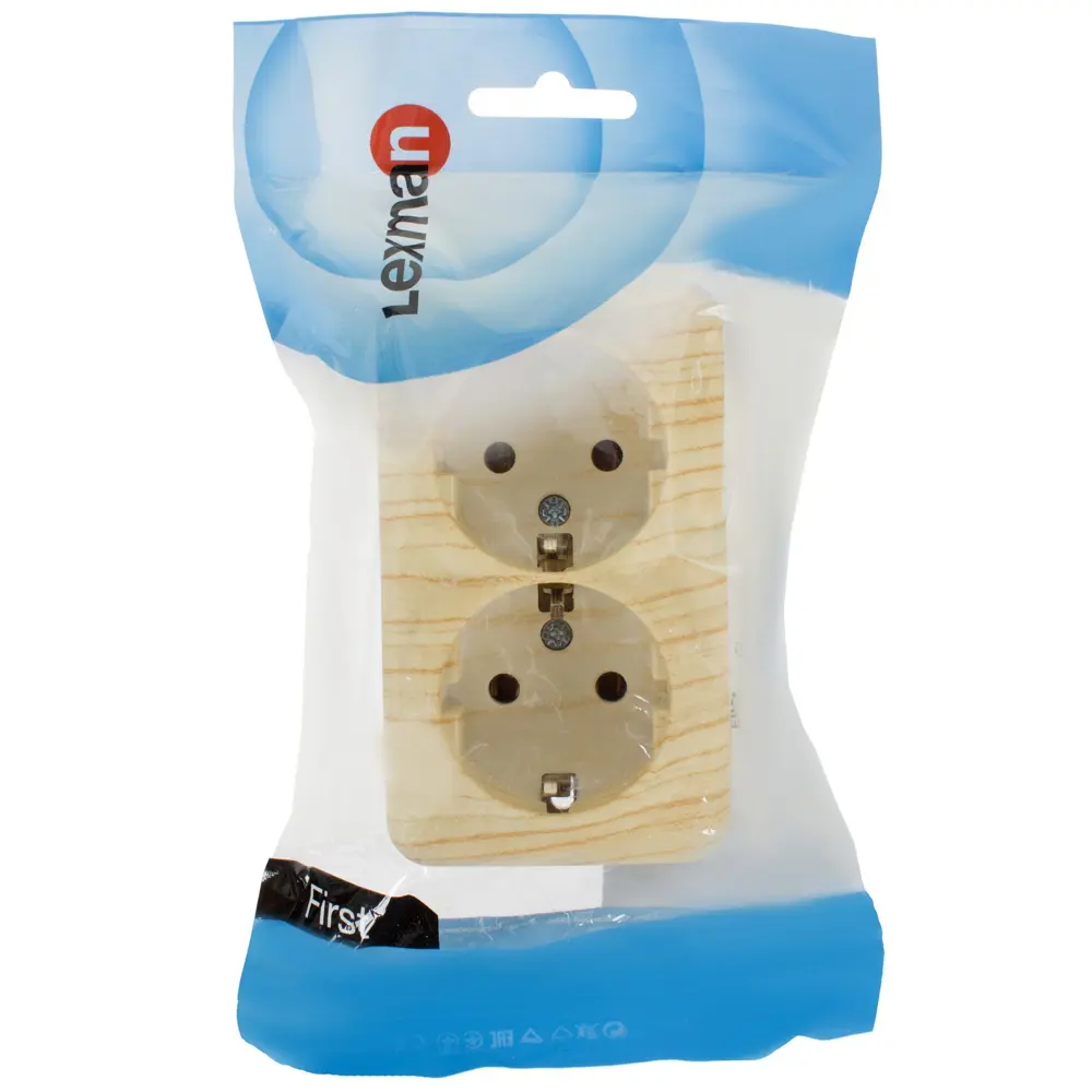 Розетка двойная накладная Lexman First с заземлением, цвет дуб белый STLM-2143572 - Вид №3