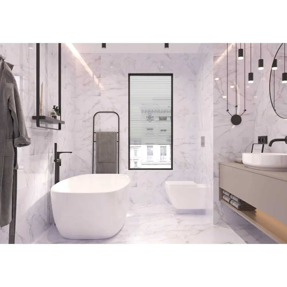Плитка настенная Marmo Bianco Chevron 30х60 см 1.44 м² цвет белый Golden Tile STLM-2114857 - Вид №3