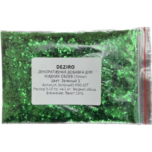 Покрытие декоративное Deziro декоративная добавка для жидких обоев блестки цвет зеленый1 М30-10Т 10 гр
