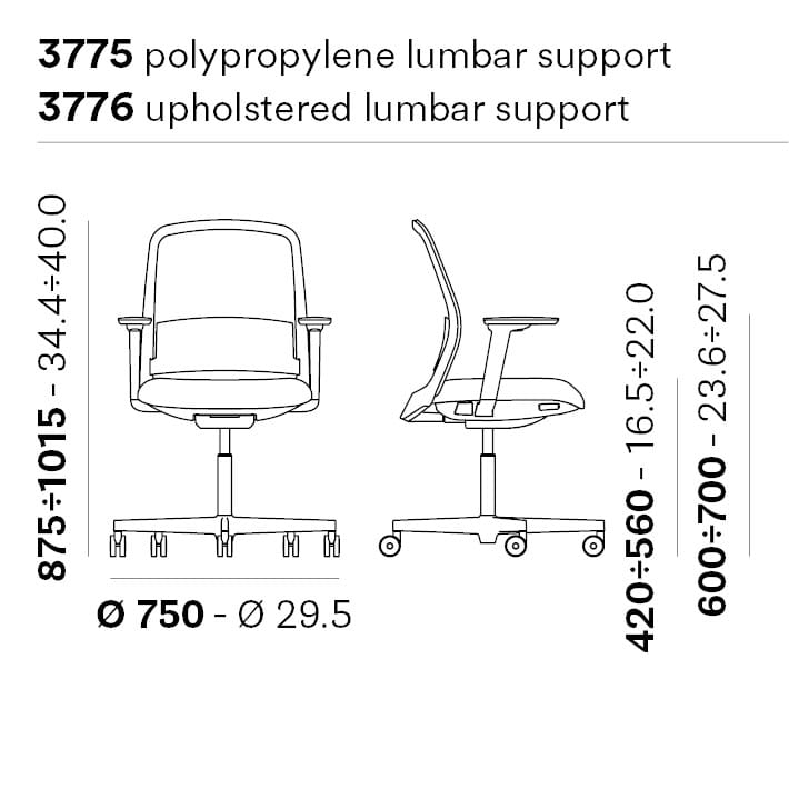 Поворотный сетчатый офисный стул с подлокотниками 5 спиц Pedrali Polar ARCH-00147395 - Вид №4