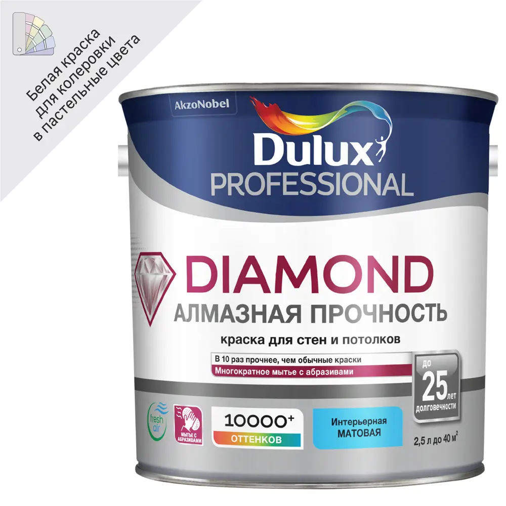 Матовая краска для стен Dulux Professional Diamond Matt база BW 2.5 л STLM-2199110
