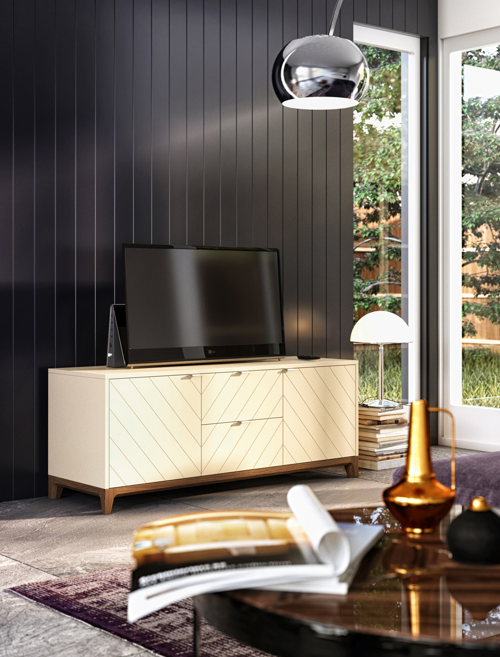 Тумба под телевизор с ящиками молочная Case THE IDEA  210242 Бежевый;белый  - Вид №2