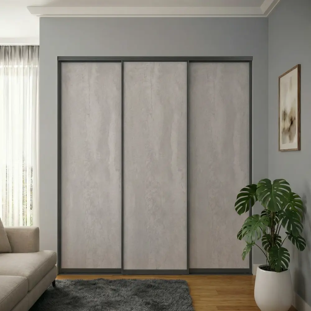 Дверь-купе KONSENSA 244.5x60.4 см МДФ цвет бетон профиль черный STLM-2164913 - Вид №8