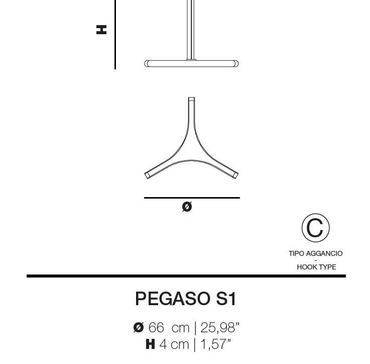 Подвесной светильник из алюминия и кованого стекла Euroluce Lampadari Pegaso ARCH-00093338 - Вид №3