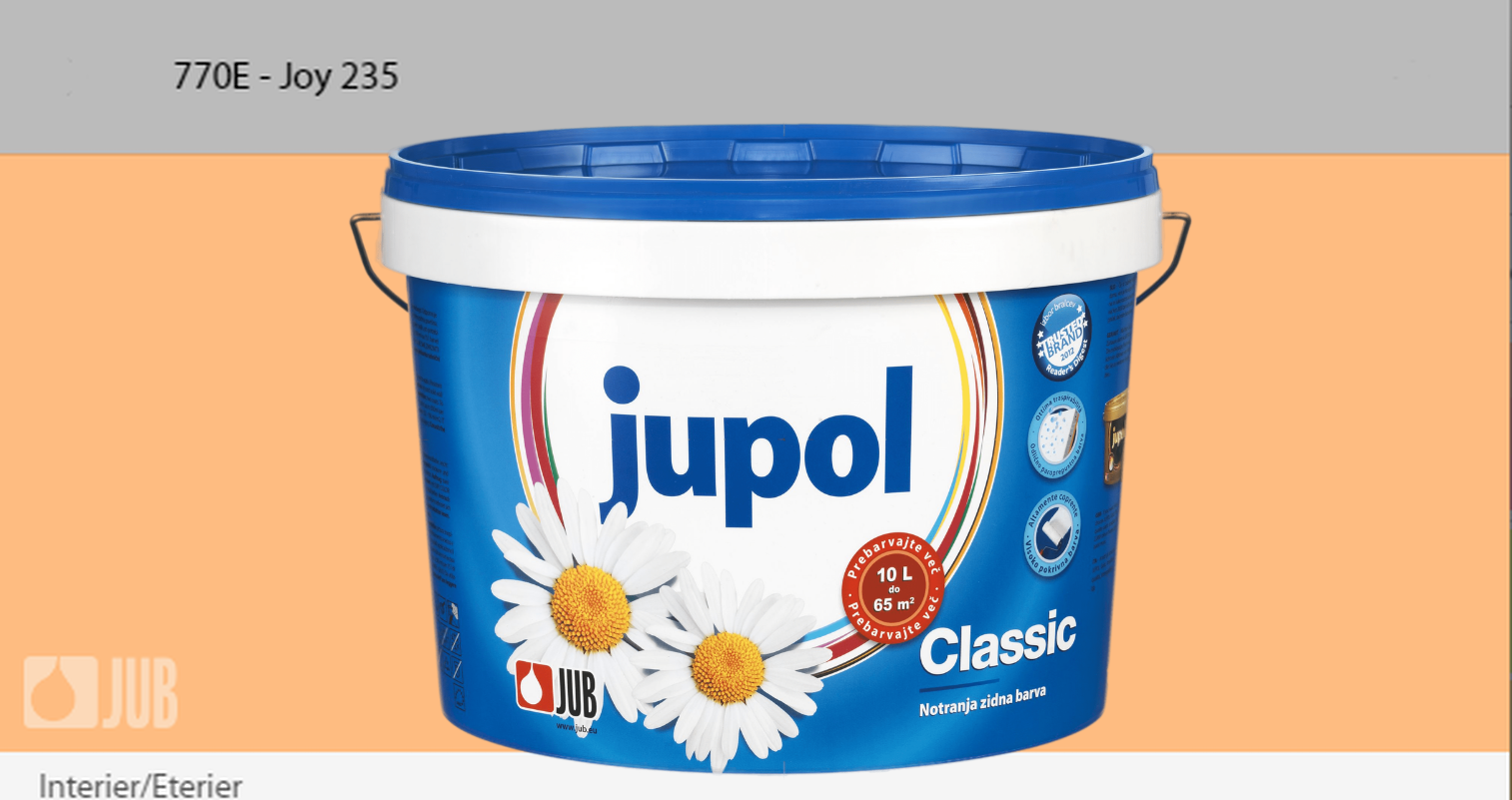 91064854 Краска для стен и потолков 1009827-770E JUPOL CLASSIC цвет персиковый база А 10 л STLM-0464766 JUB