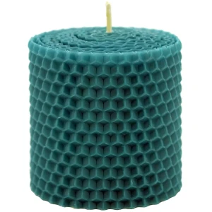 Свеча вощинная цилиндр бирюза 6x6.5 см