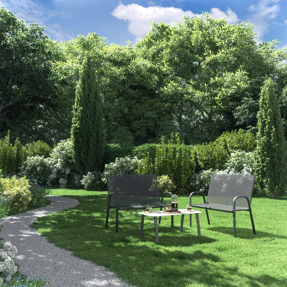 Скамья садовая Alma 113x69x91 см сталь тёмно-серый Santreyd STLM-2016807 - Вид №9