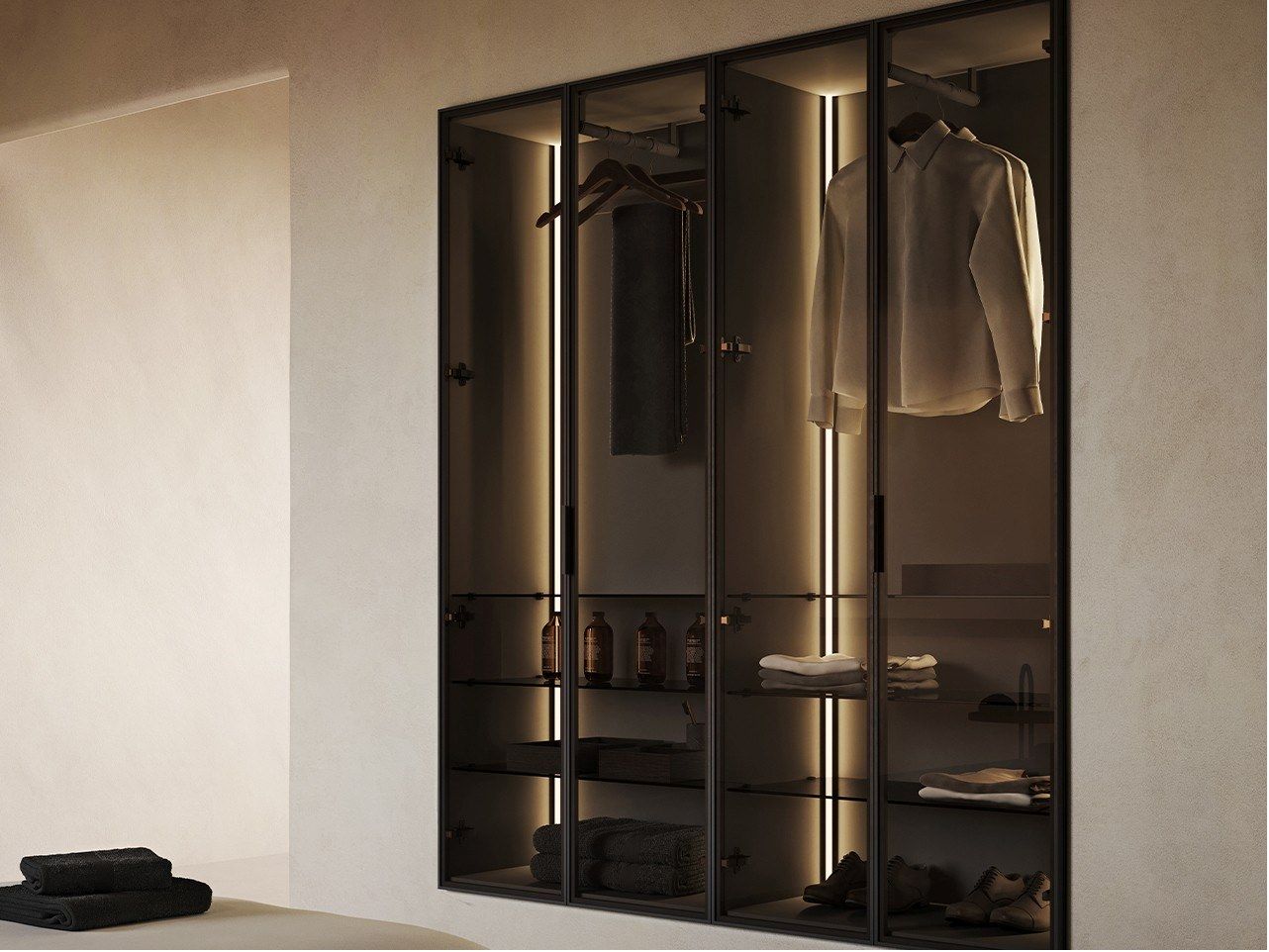 Встраиваемый деревянный шкаф для ванной комнаты с дверцами Inbani слой ARCH-00109465