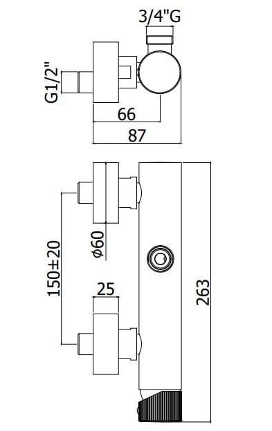 2 отверстия однорычажный открытый смеситель для душа RUBINETTERIA PAFFONI Jo ARCH-00051798 - Вид №1