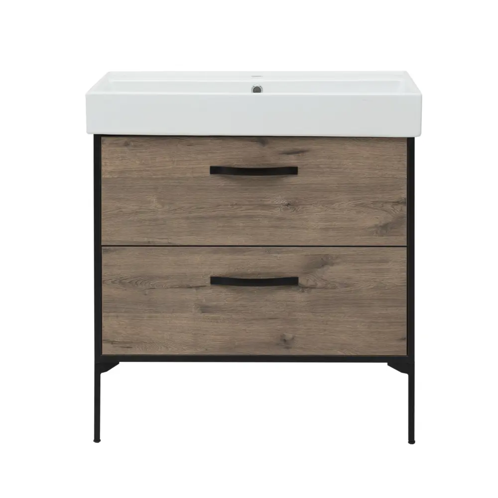 Aquanet Инди Вилис: Подвесная тумба под раковину 80 см в цвете дуб Веллингтон 83075753 STLM-0038893 - Вид №8