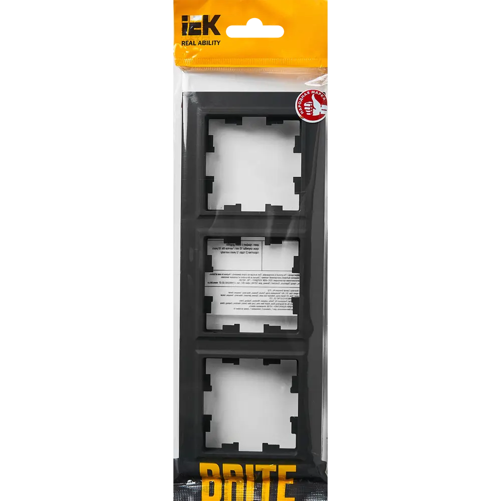 Рамка IEK Brite для розеток и выключателей на 3 поста в цвете графит 87761346 STLM-1102323 - Вид №3