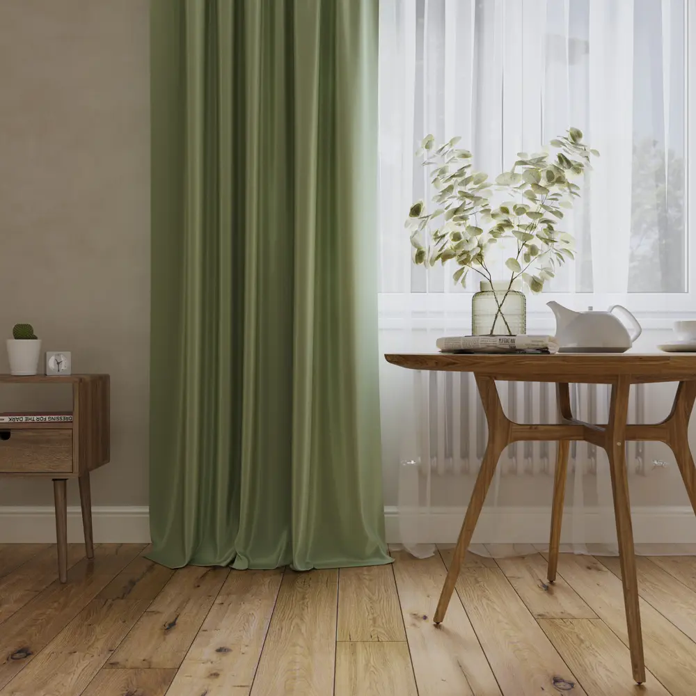 Штора на ленте блэкаут Ален 140x270 см цвет хаки ТОРГОВЫЙ ДОМ ТЕКСТИЛЬ STLM-2019544