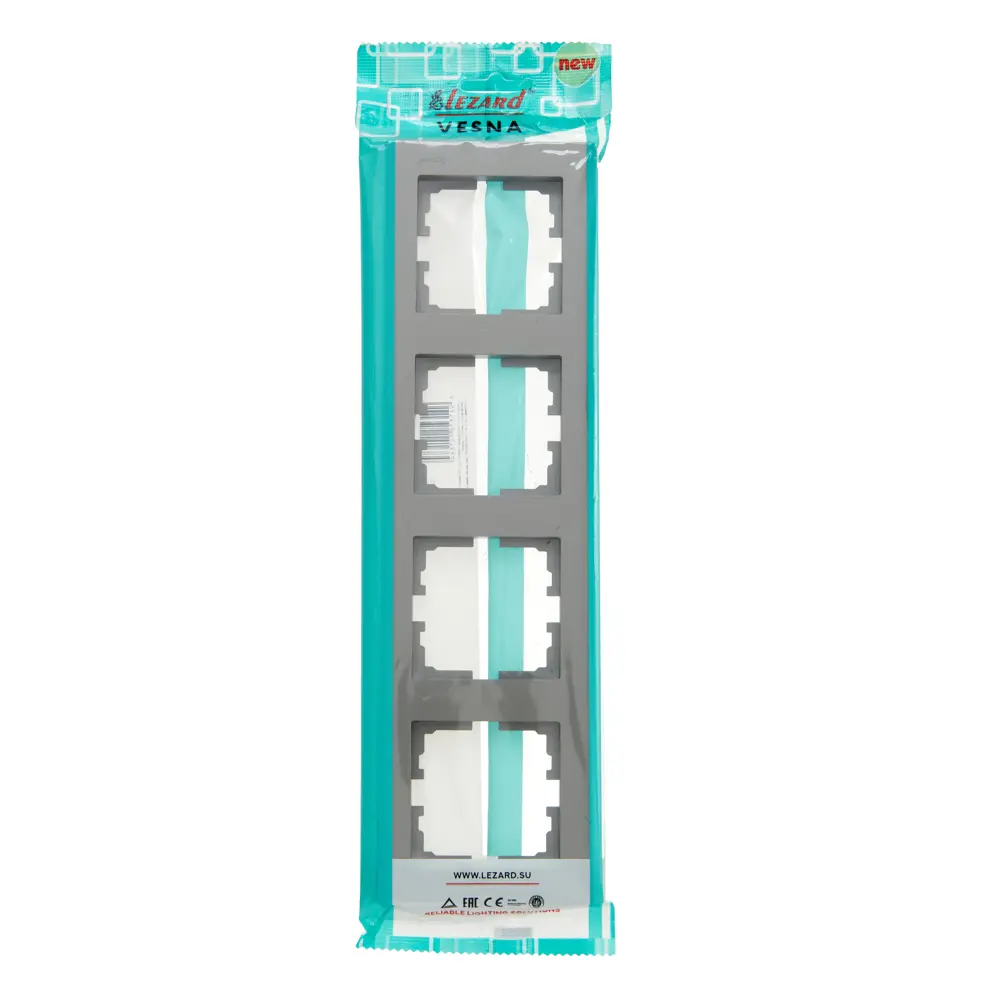 Рамка для розеток и выключателей Lezard Vesna 4 поста цвет платина STLM-2043098 - Вид №1