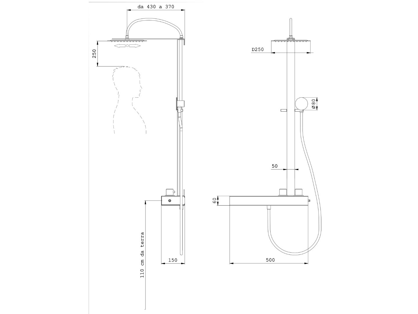 Душевая колонка из нержавеющей стали с душем и ручным душем Cropelli Alyssia ARCH-00112619 - Вид №36