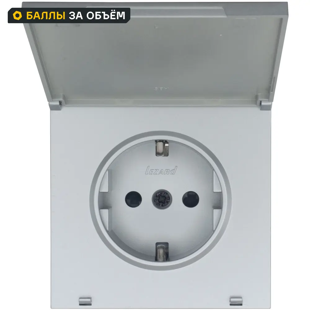 Розетка встраиваемая Lezard Zima с заземлением с крышкой IP44 цвет серый матовый 89440945 STLM-2007801