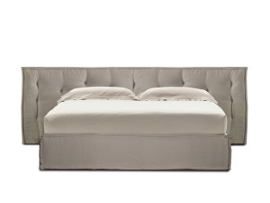 Съемная двуспальная кровать из ткани с мягким изголовьем