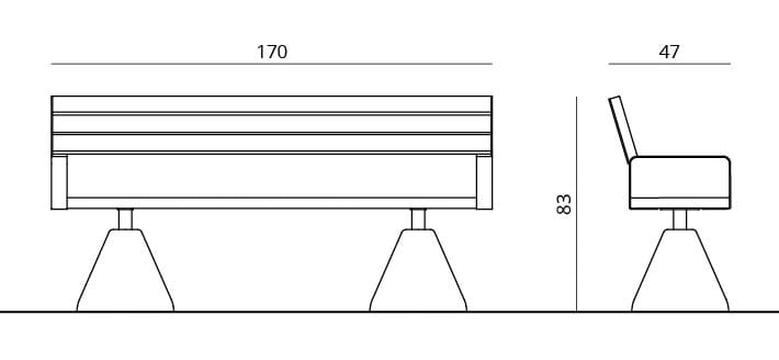 Алюминиевая скамья со спинкой и коническим основанием Urbantime Вечнозеленый.040 ARCH-00051312 - Вид №3
