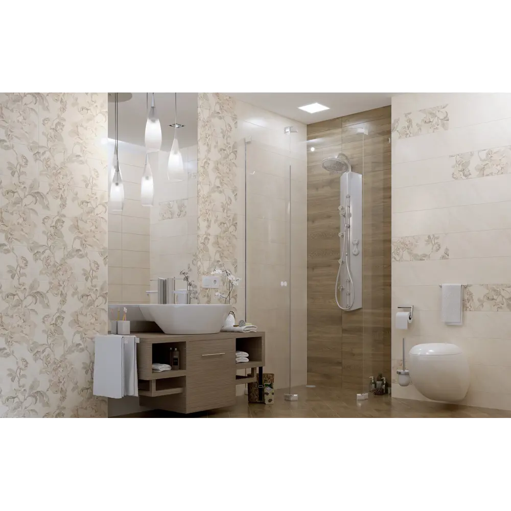 Декор настенный Пиона №2 20x50 см цвет бежевый Golden Tile STLM-2211910 - Вид №3