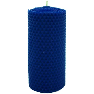 Свеча вощинная цилиндр синяя 6x13 см
