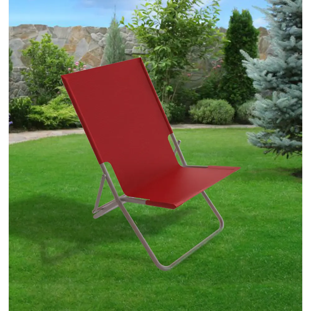 Шезлонг Супернадежный отдых  62.8х93х63.2 см металл/полиэстер красный UBC GROUP 5 STLM-2096852 - Вид №3