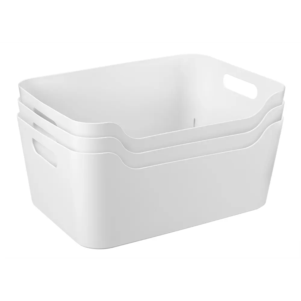 Комплект корзин Scandi 34x14x24 см пластик без крышки цвет белый 3 шт БЫТПЛАСТ Эконова STLM-2126348 - Вид №2