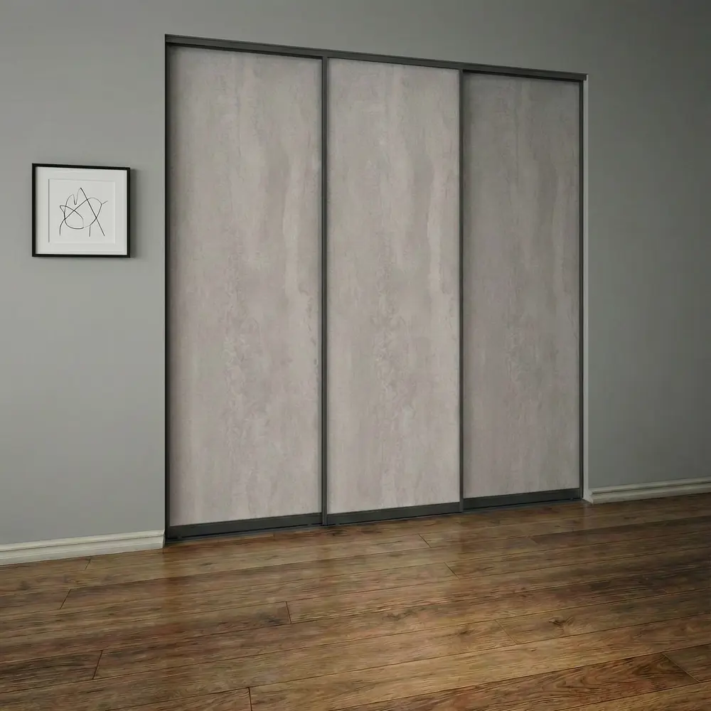 Дверь-купе KONSENSA 255.5x70.4 см МДФ цвет бетон профиль черный STLM-2187672 - Вид №9