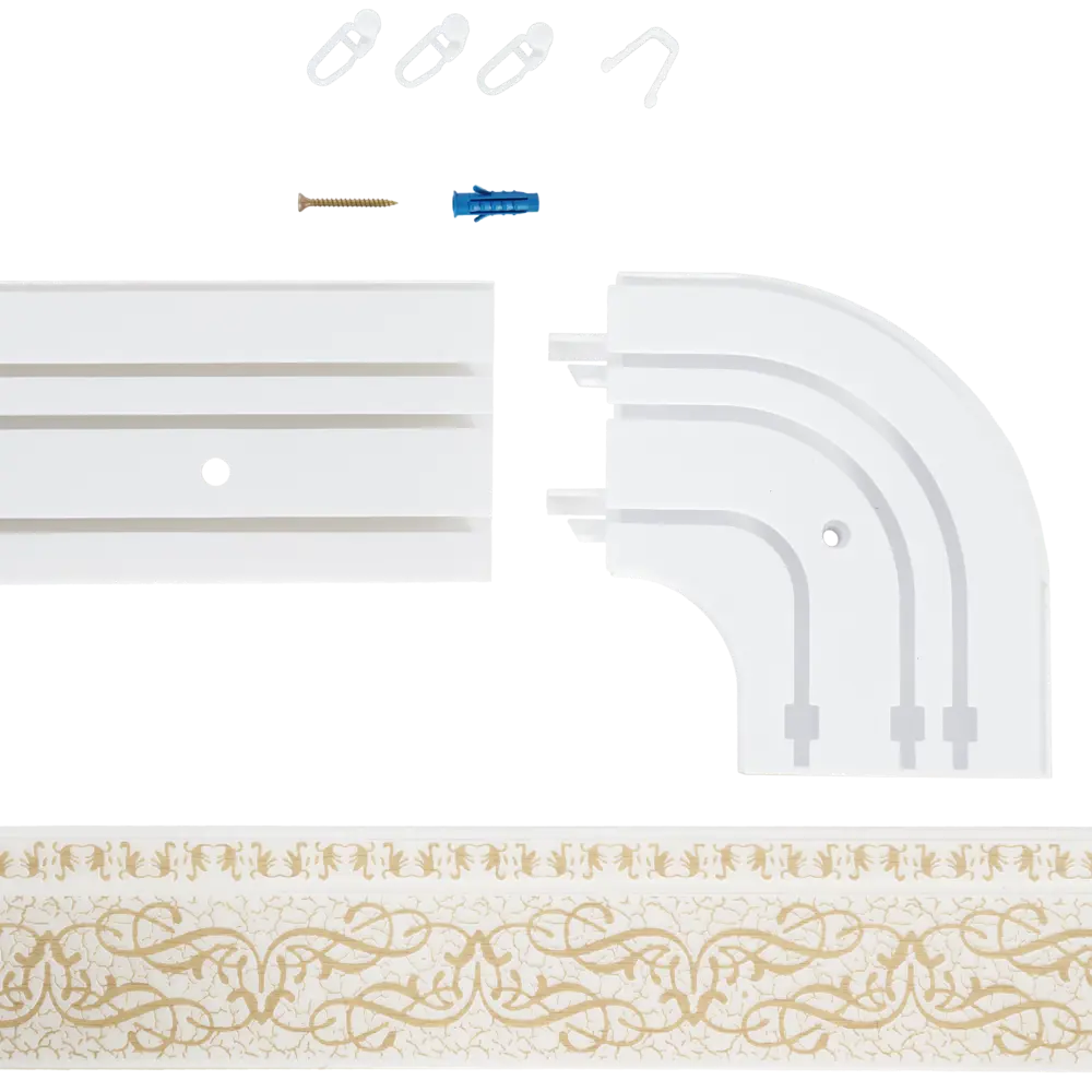 Карниз трехрядный Прима 300 см пластик цвет ваниль DOMLEGRAND STLM-2184258 - Вид №1
