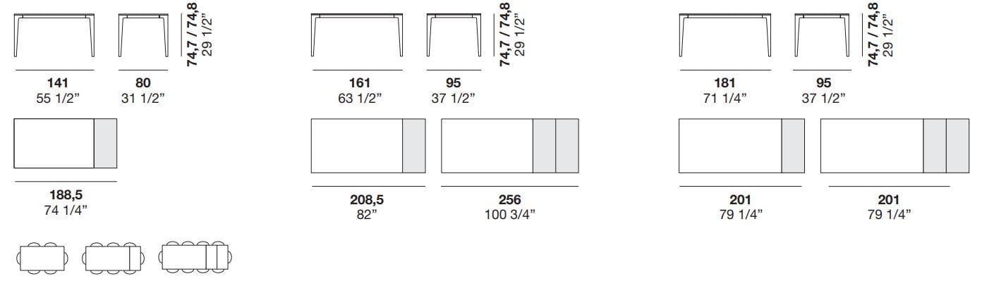 Металлический прямоугольный выдвижной стол с керамическим верхом Alf DaFrè JAG ARCH-00083946 - Вид №8