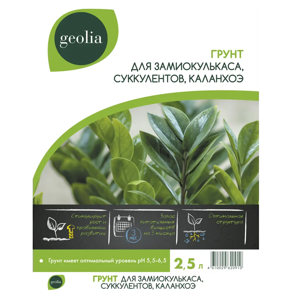 Грунт Geolia для замиокулькаса, суккулентов, каланхоэ 2,5л STLM-2129283