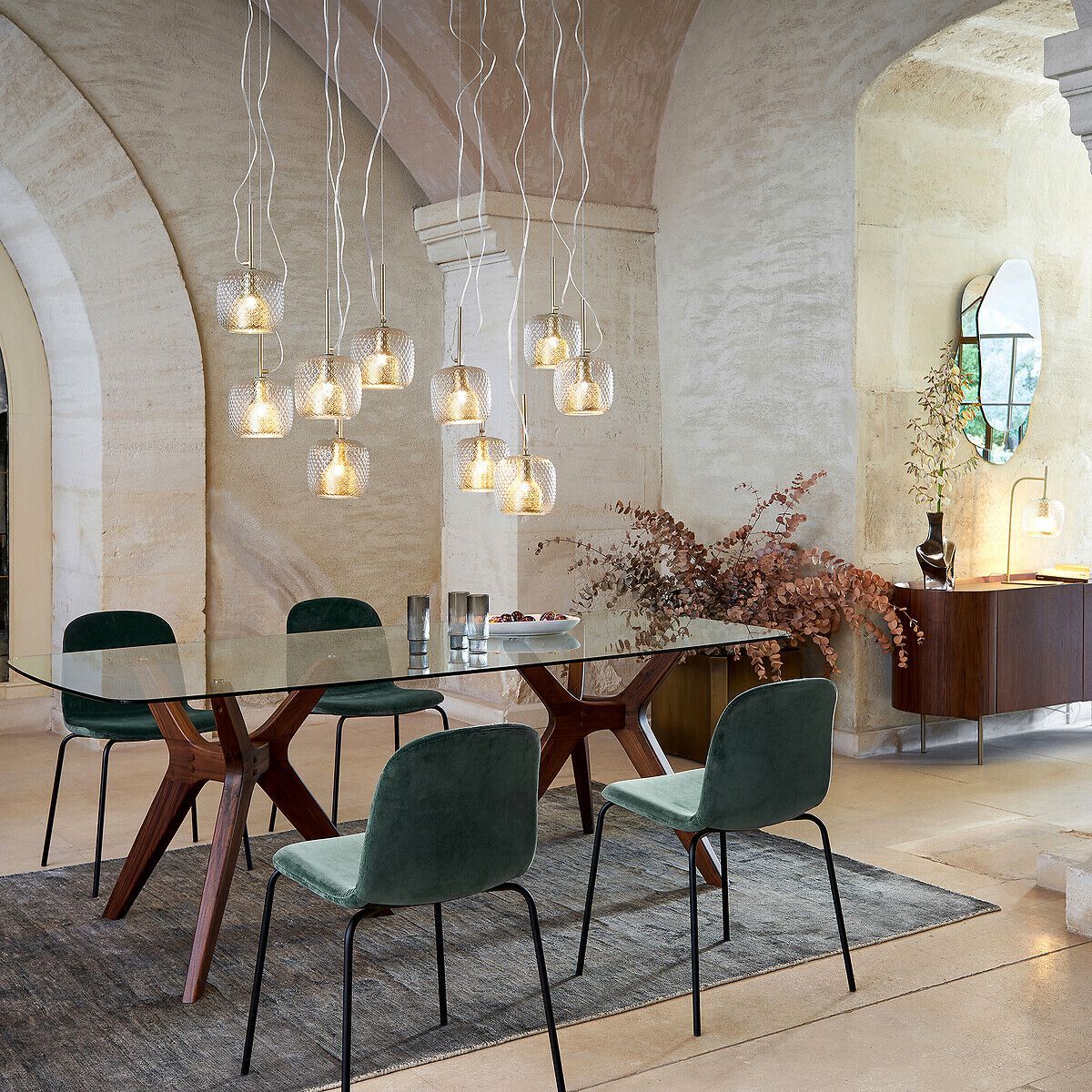 Прямоугольный стол из закаленного стекла и ореха AMPM Maricielo ARCH-00053917 - Вид №4