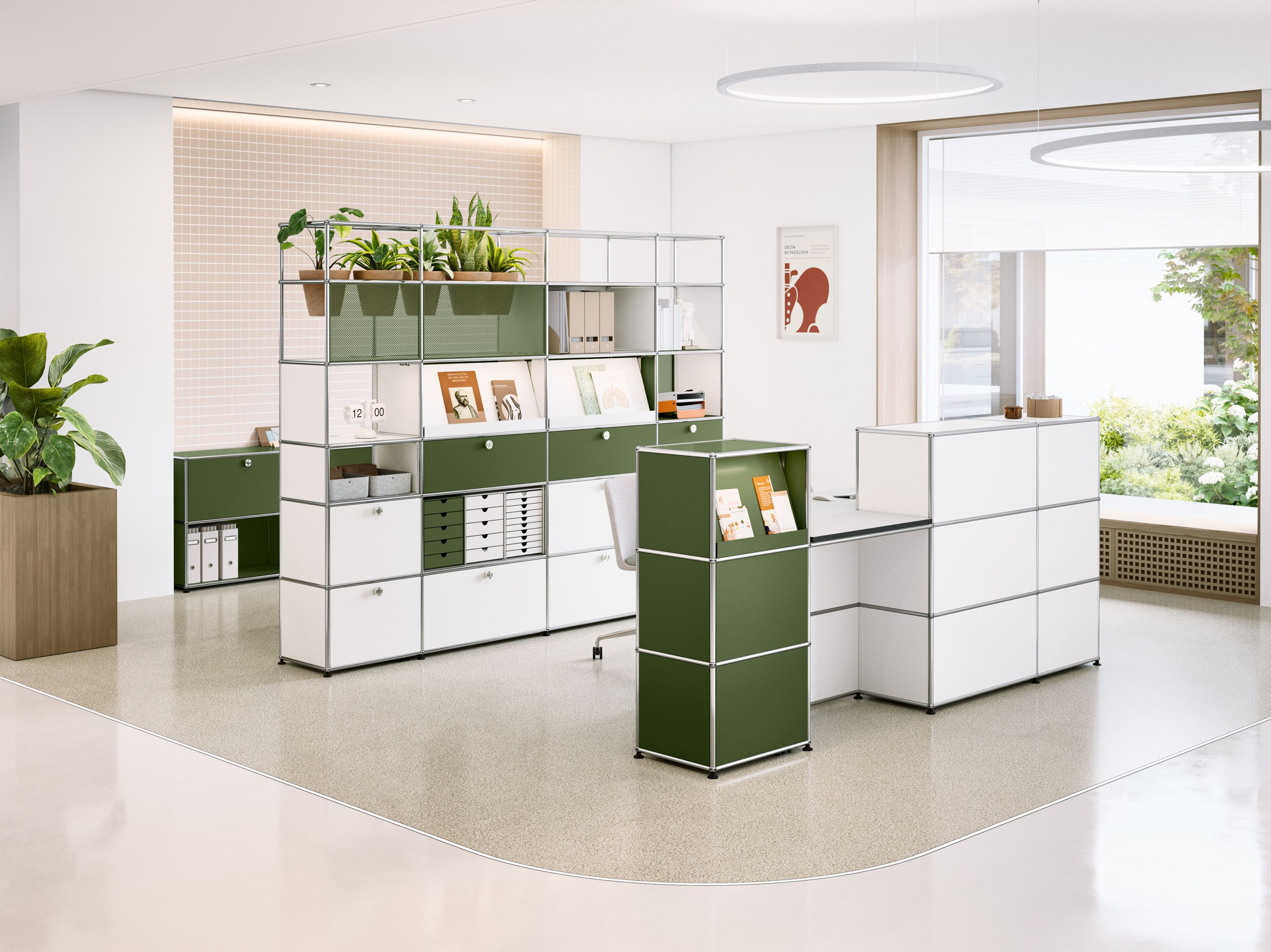 Модульная стальная стойка регистрации USM USM Haller System ARCH-00082134