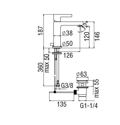 Однорычажный смеситель для раковины с ограничителем расхода Nobili Uno ARCH-00103385 - Вид №5