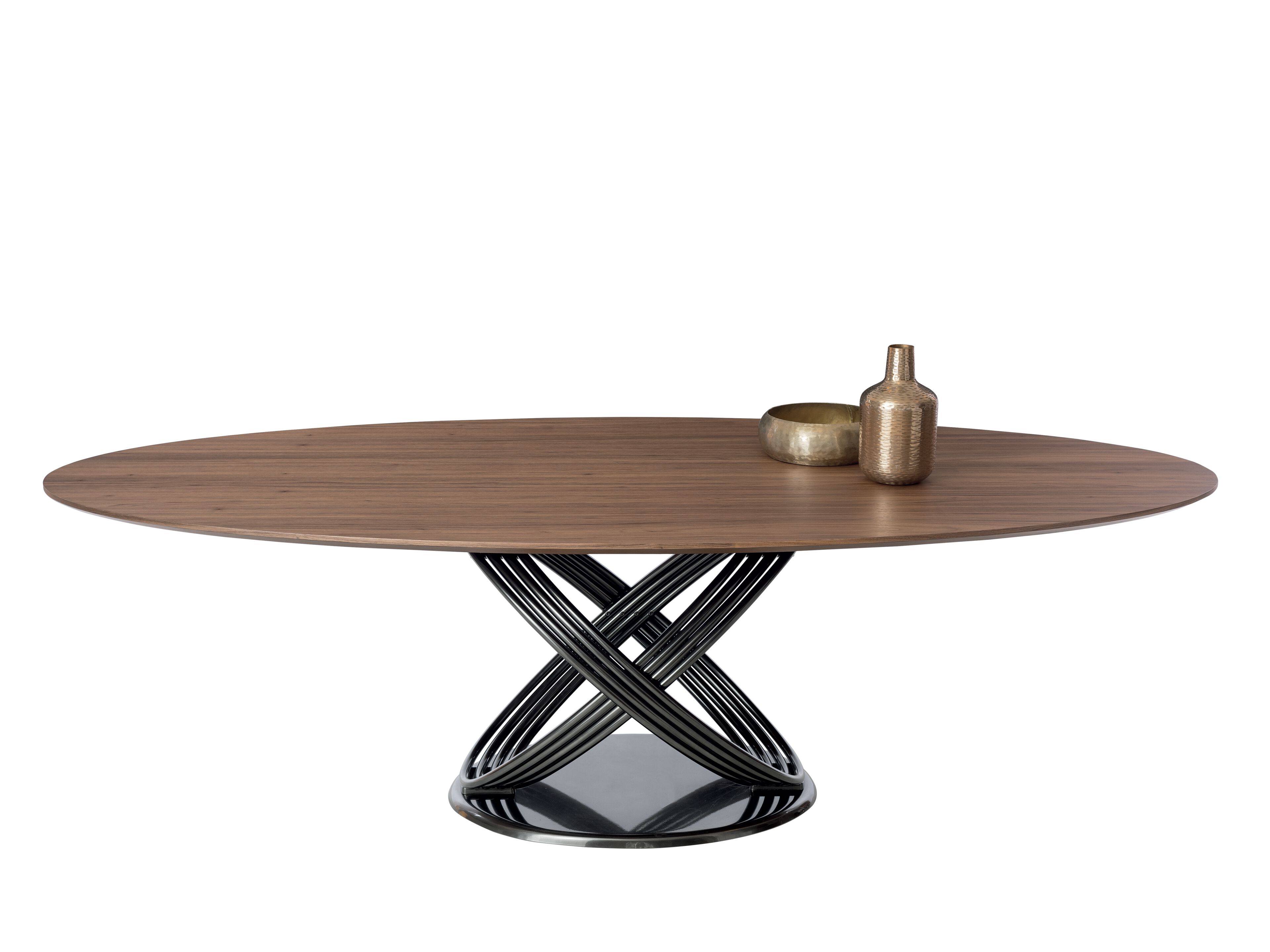 Овальный обеденный стол из стали и дерева Bontempi Casa FUSION ARCH-00070074