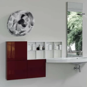 Комбинация ванной комнаты SY14 в отделке mineralmarmo/Rosso/Bianco MILLDUE SYMI