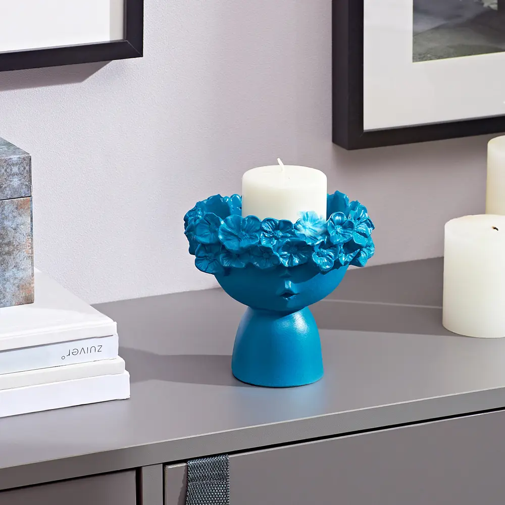 Ваза фигурная Мила гипс цвет лазурный 13.3 см EVIS STLM-2170489