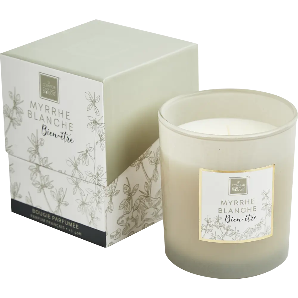 Свеча ароматизированная в подсвечнике Atmosphera Белая мирра серая 9 см STLM-2145529 - Вид №4