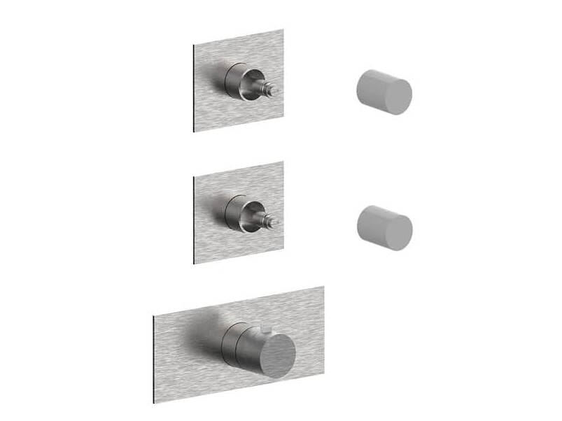 Термостатический смеситель для душа с 3 отверстиями из нержавеющей стали с пластиной Rubinetterie Frattini Pepe XL 316 ARCH-00041436