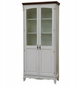 Книжный шкаф белый состаренный с коричневым топом и 2 дверьми White Rose MARIA&STEFANIA WHITE ROSE 00-3966825 Белый