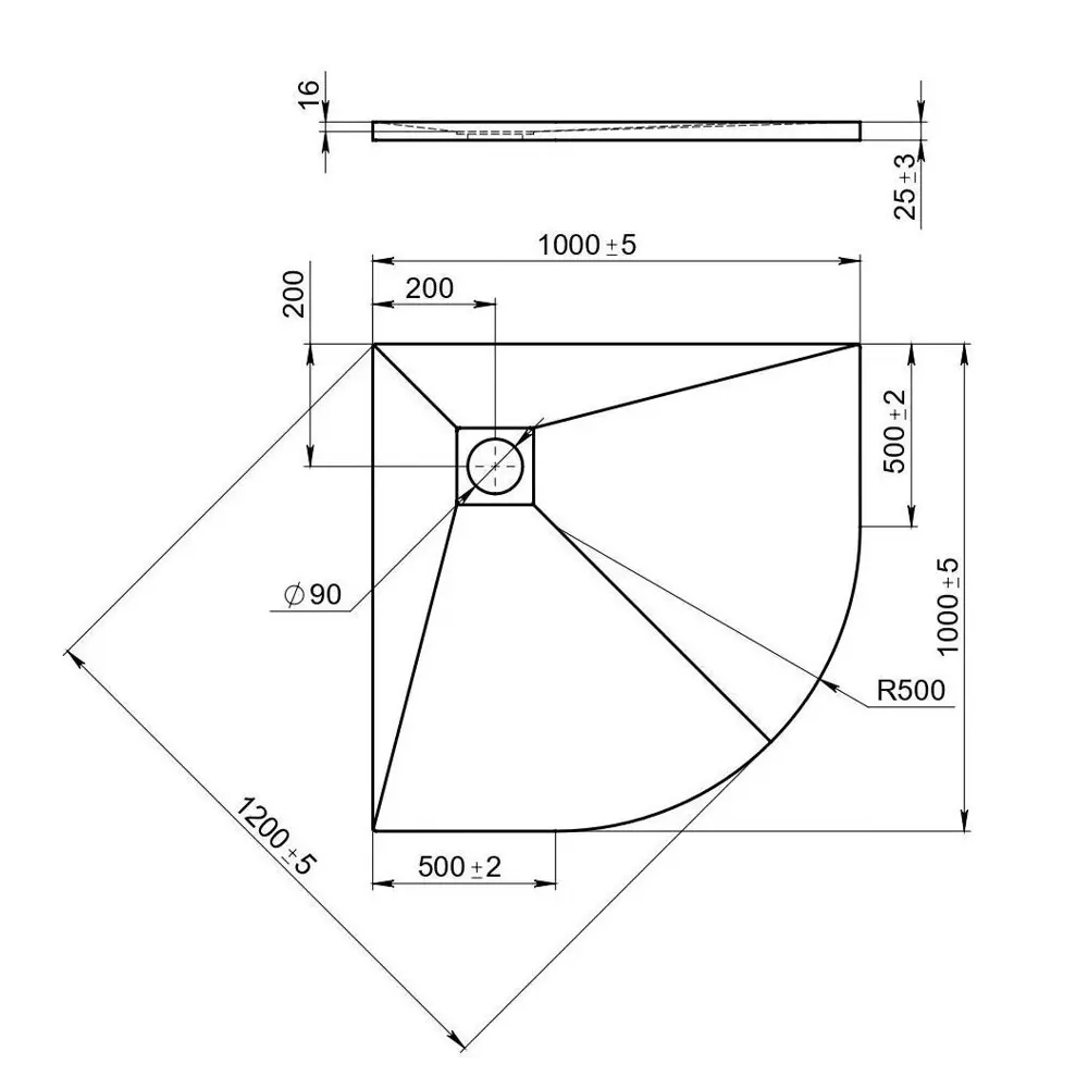 Душевой поддон Keram Essentia литьевой мрамор 1/4 круга 100x100 см цвет белый Santreyd STLM-2066230 - Вид №5