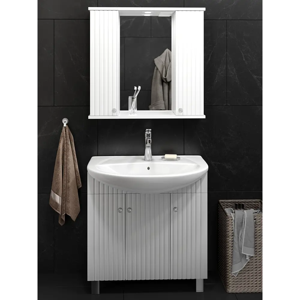 Тумба Роллс 85x79 см ДСП цвет белый с раковиной Kirovit Элеганс 85 89433336 STLM-2067068 Santreyd - Вид №1