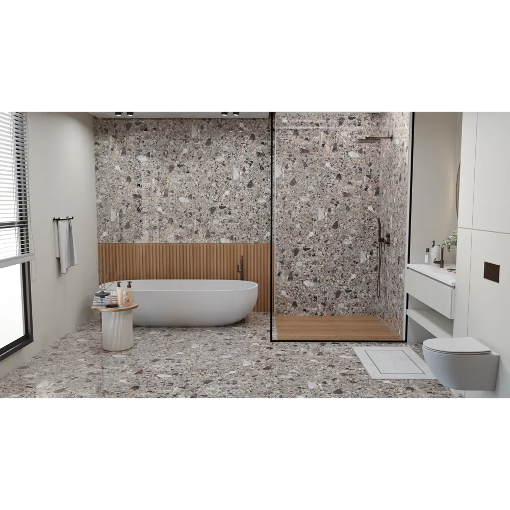 Глазурованный керамогранит Concor Ceppo Natural 60x120 см 1.44 м² полированный цвет тёмно-серый камень STLM-2046030 - Вид №5