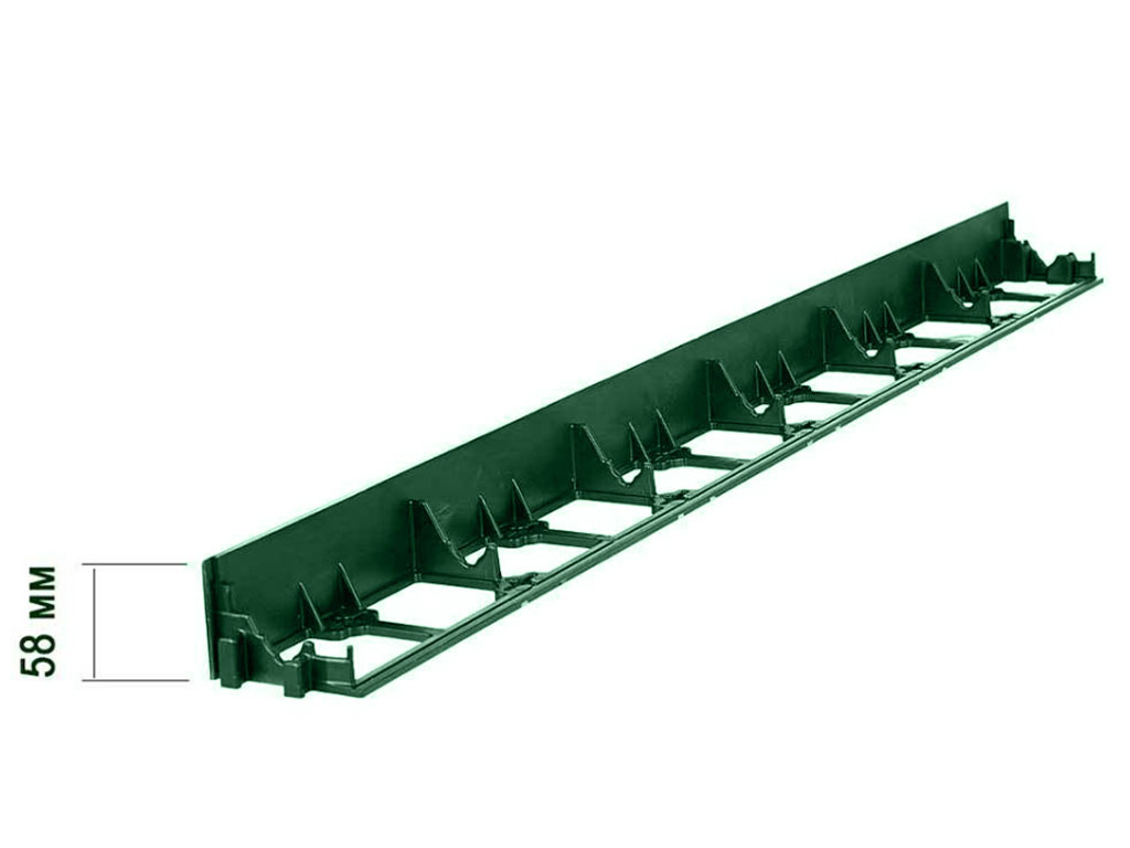Пластиковый бордюр 58 мм, длина 1 м, зелёный ГеоПластБорд