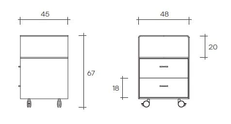 Деревянный и стеклянный офисный комод с колесами FIAM ITALIA Rialto ARCH-00061048 - Вид №3