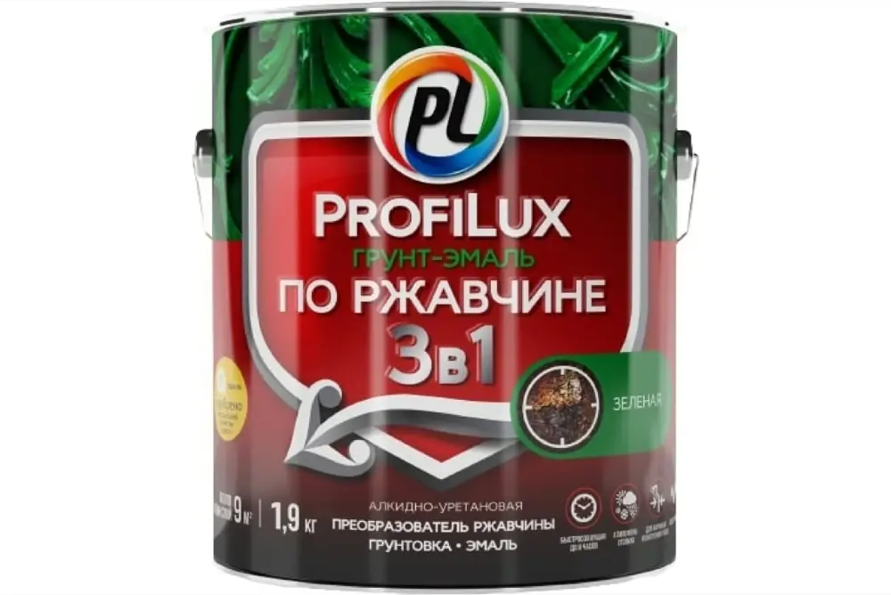 90780521 Грунт-эмаль по ржавчине 3 в 1 Profilux Н0000005009 цвет зеленый 1.9 кг STLM-0379516