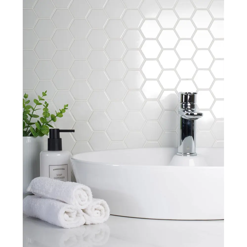 Мозаика керамическая Smart Mosaic Homework Hexagon White Glossy 26.5x27.8 см цвет белый STLM-2095183 - Вид №7
