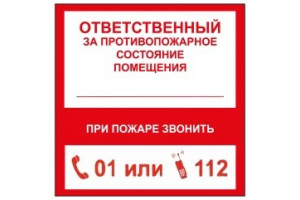16012082 Маленькая наклейка Ответственный за пожарную безопасность 1-14-11-1-16 REXXON