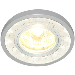 Спот точечный встраиваемый 7020 MR16 с LED-подсветкой под отверстие 60 мм, 1 м², цвет белый/серебро 18712250 STLM-2145548