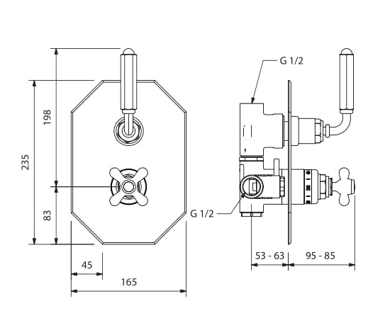 Встраиваемый смеситель для душа с пластиной Park Avenue Dark White ARCH-00074811 - Вид №1