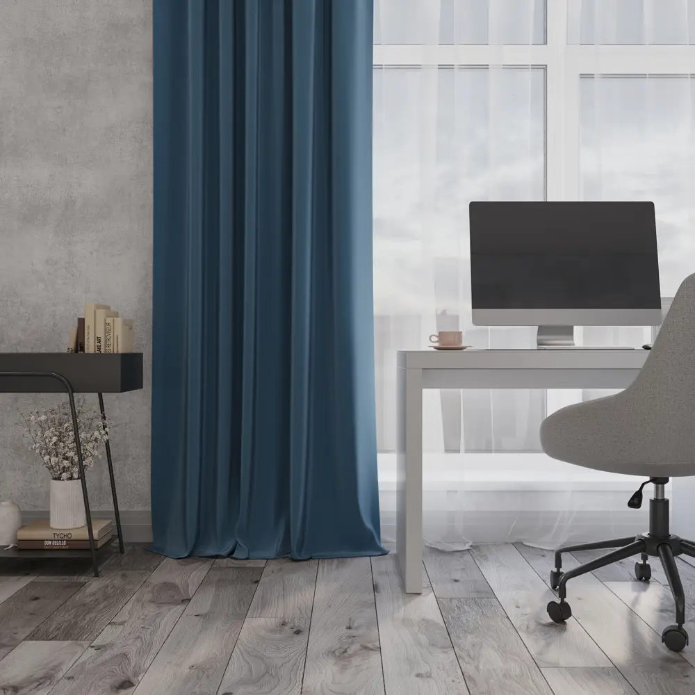 Штора на ленте блэкаут Ален 140x270 см цвет синий ТОРГОВЫЙ ДОМ ТЕКСТИЛЬ STLM-2113460