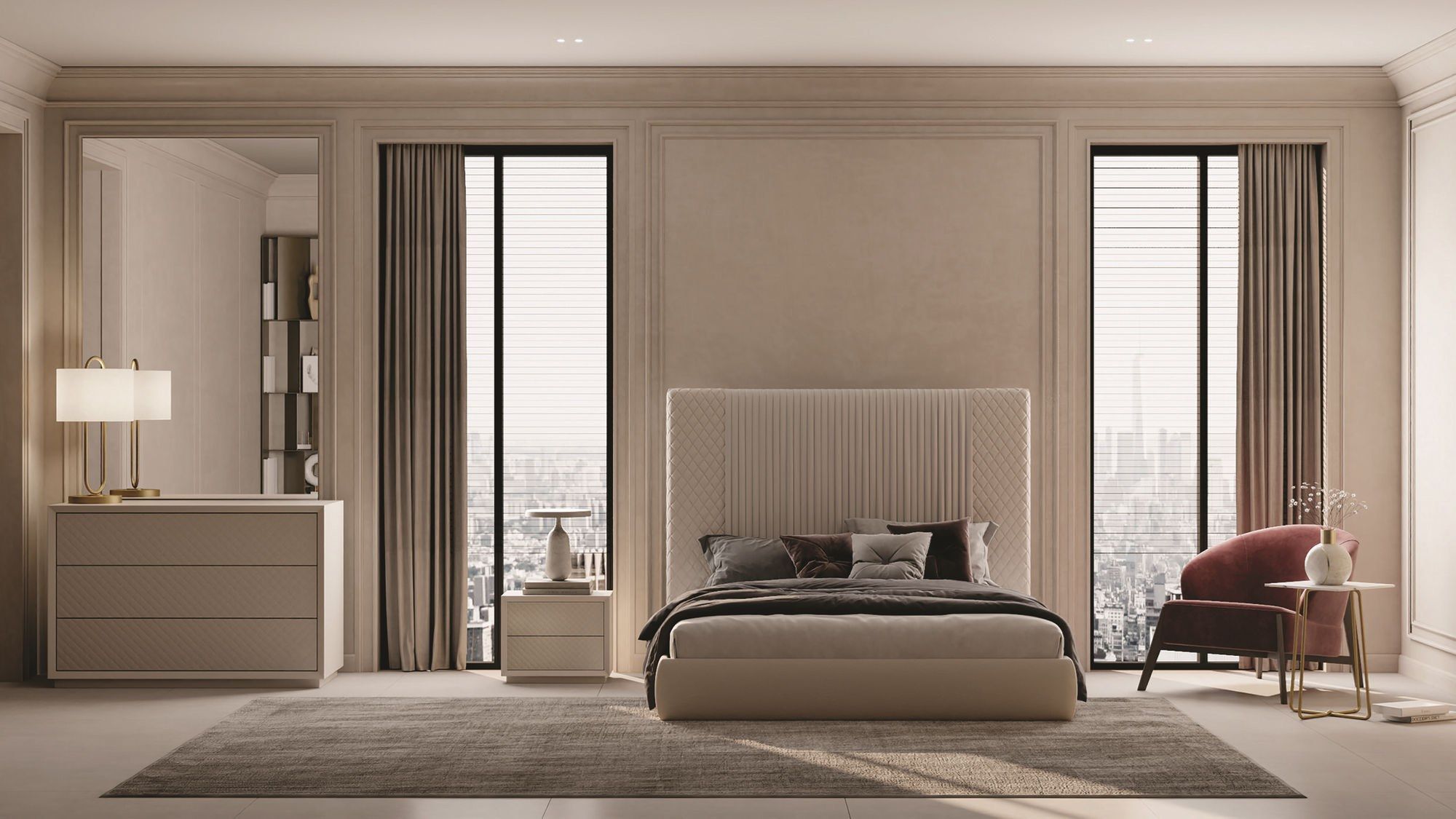 Двуспальная кровать из ткани с мягким изголовьем CASA +39 Луна ARCH-00078487 - Вид №3